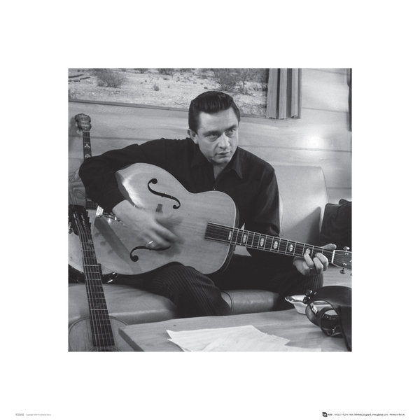Johnny Cash The Man In Black Guitar 40x40cm Art Print