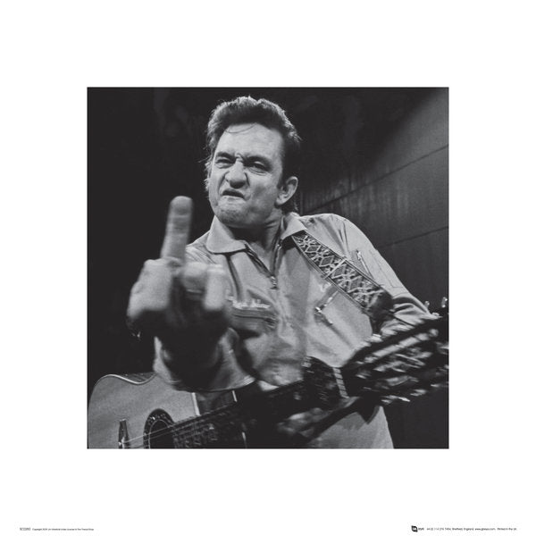 Johnny Cash San Quentin Finger Black And White 40x40cm Art Print