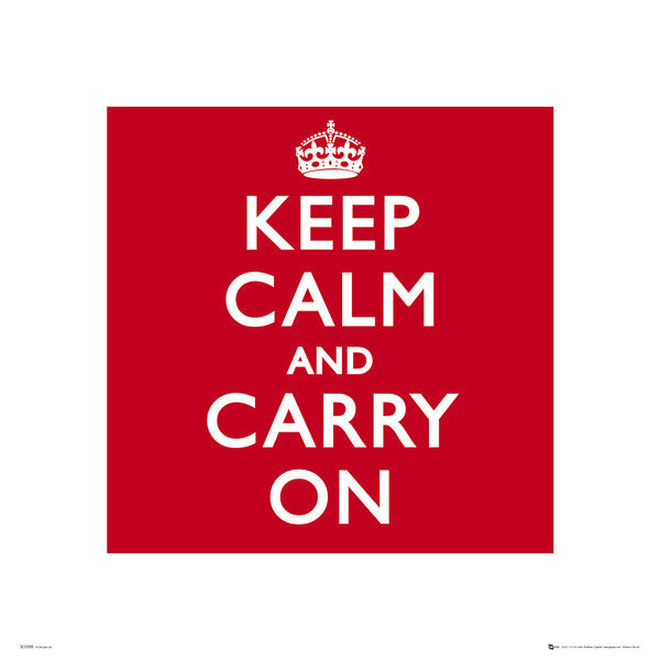 Keep Calm And Carry On Red 40x40cm Art Print
