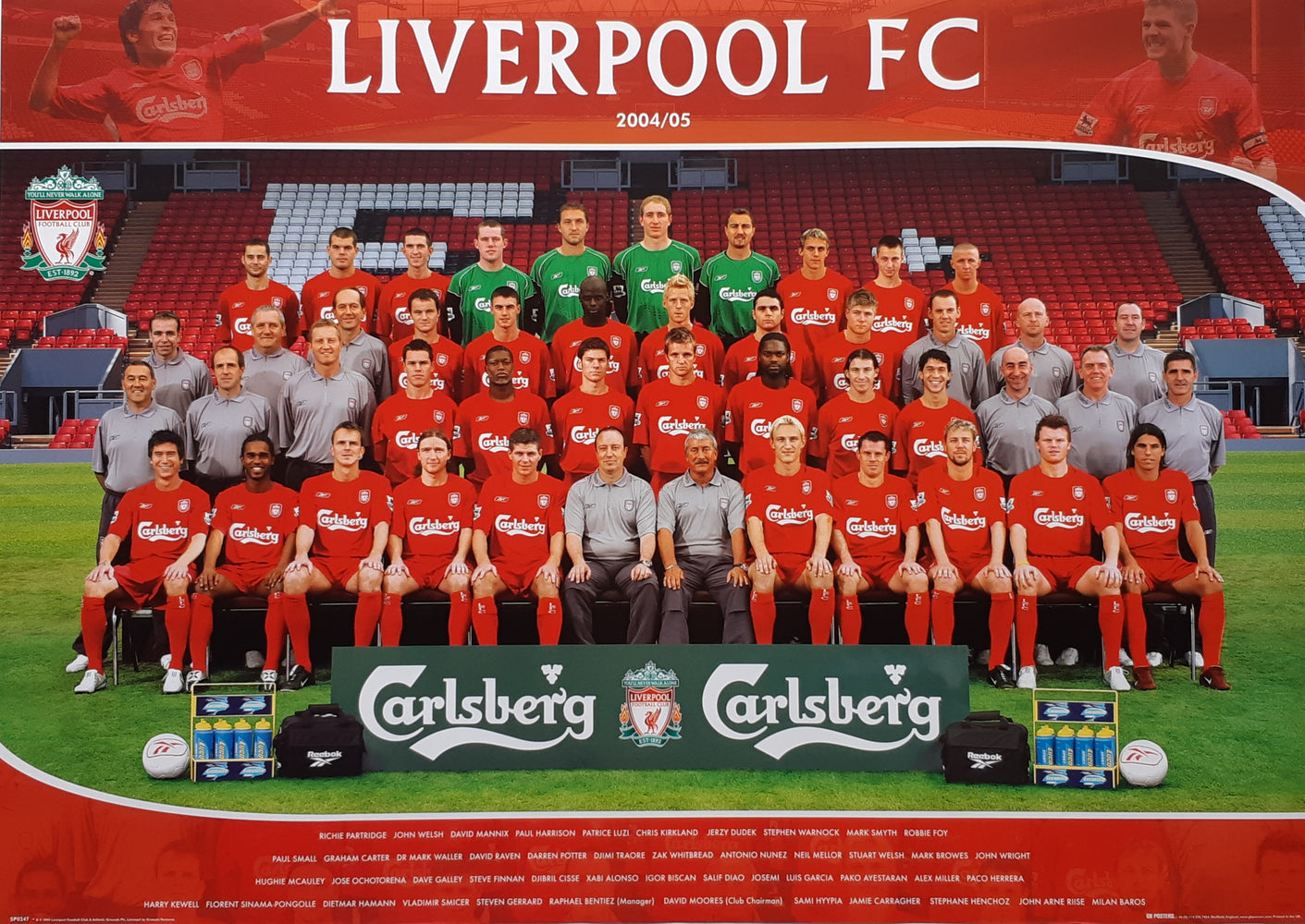 Liverpool FC Team Photo 2004 / 2005 Vintage Maxi Poster
