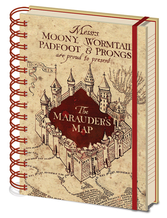 Harry Potter Marauders Map Elasticated A5 Wiro Notebook