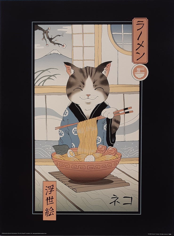 Vincent Trinidad Neko Ramen Ukiyo-e 30x40cm Art Print