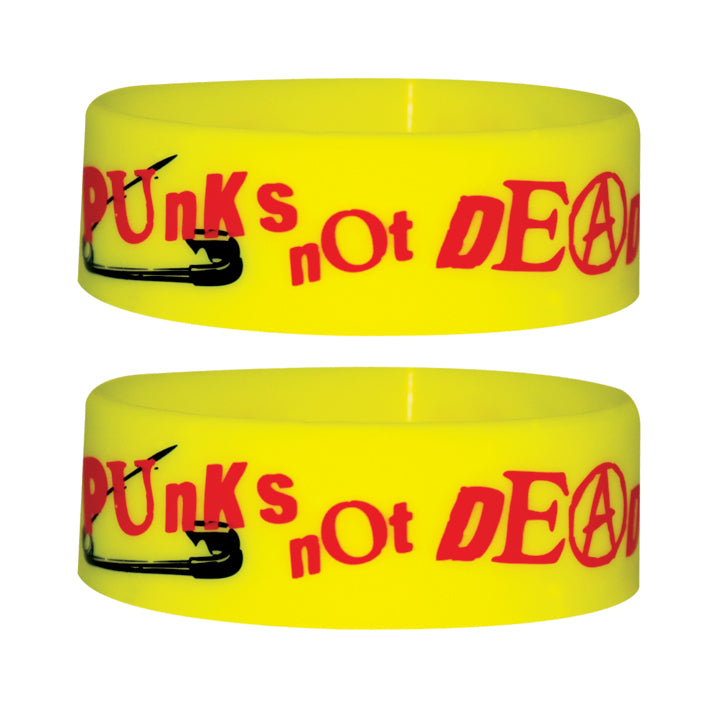 Punks Not Dead Yellow Rubber Wristband