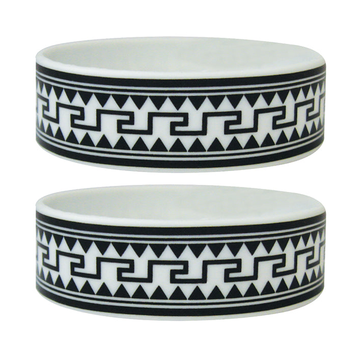 Aztec Pattern White Rubber Wristband