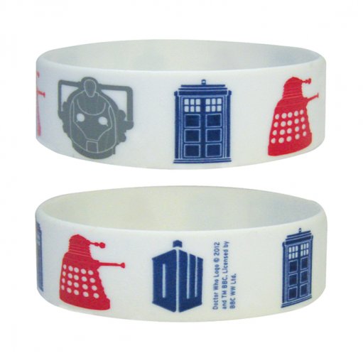 Doctor Who Icons White Rubber Wristband