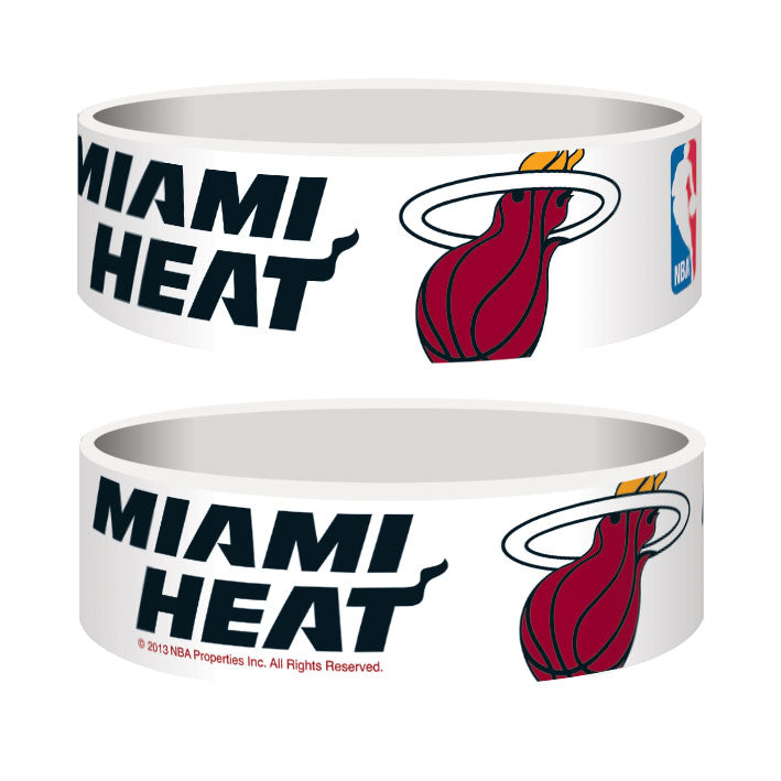Miami Heat Logo White Rubber Wristband