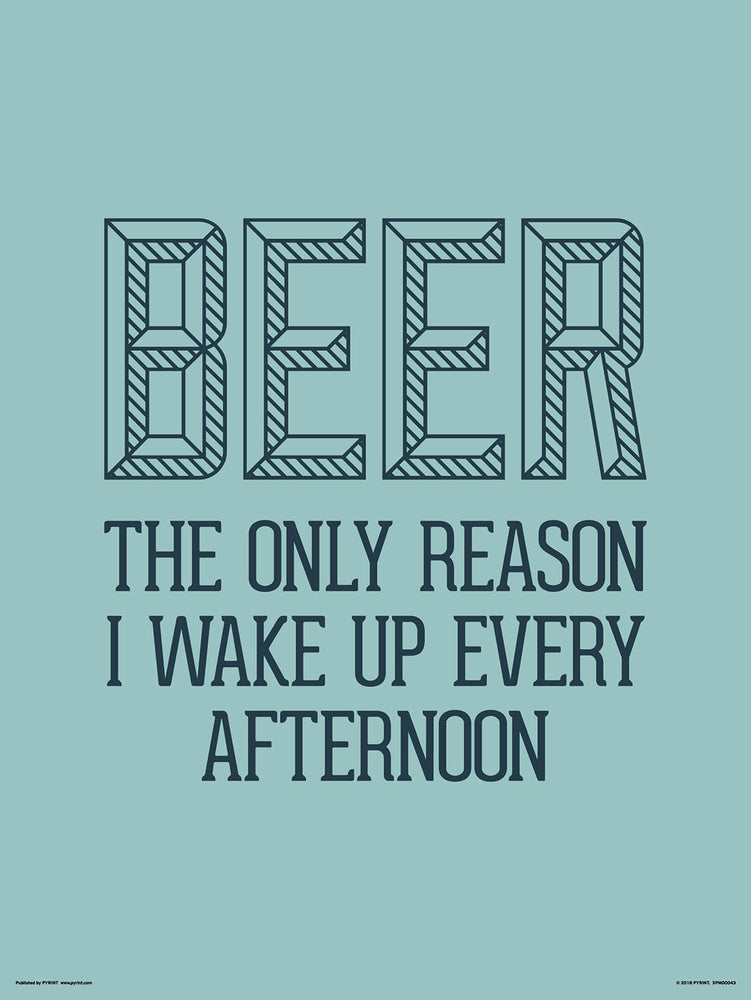 Beer The Only Reason I Wake up Every Afternoon 30x40cm Art Print