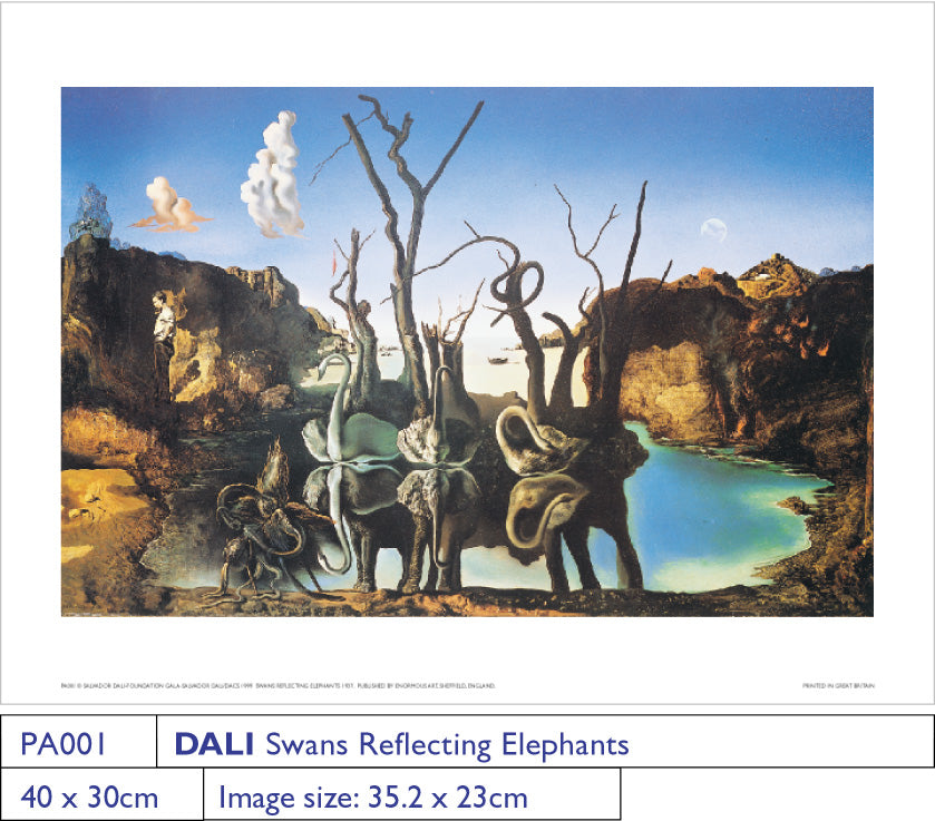 Salvador Dali Reflections Of Elephants 1937 30x40cm Art Print