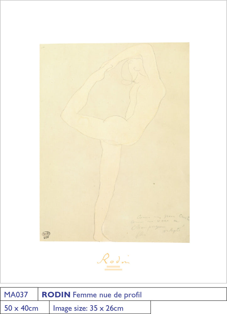 Auguste Rodin Femme Nue De Profil 40x50cm Art Print