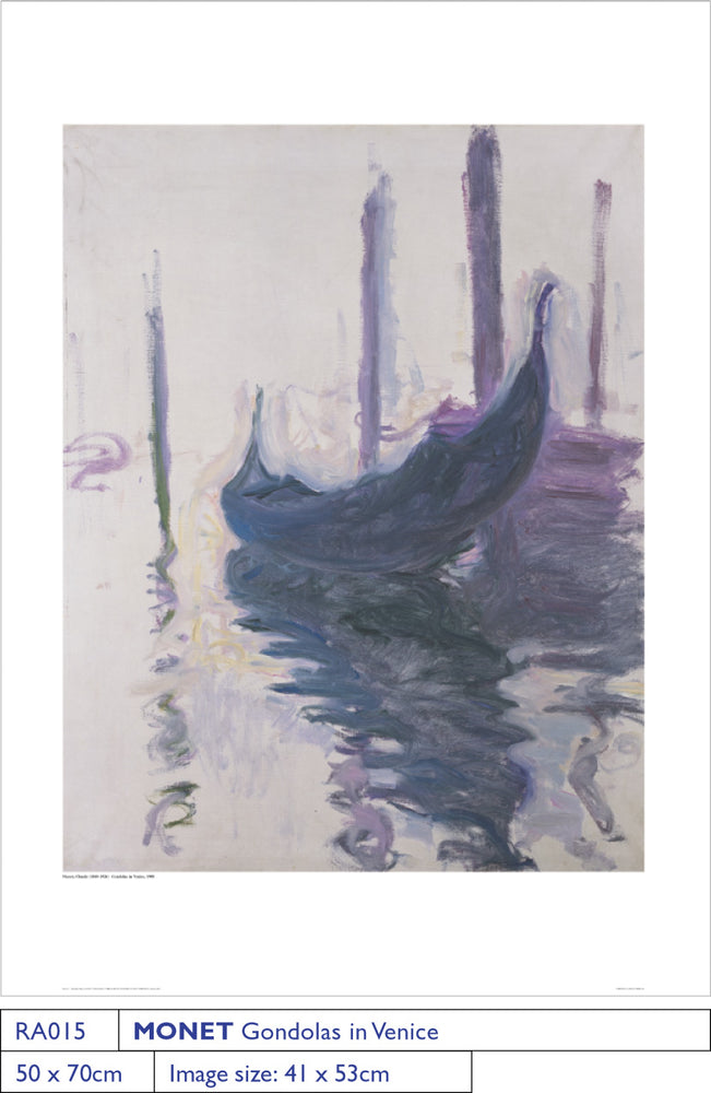 Claude Monet Gondola In Venice 1908 50x70cm Art Print