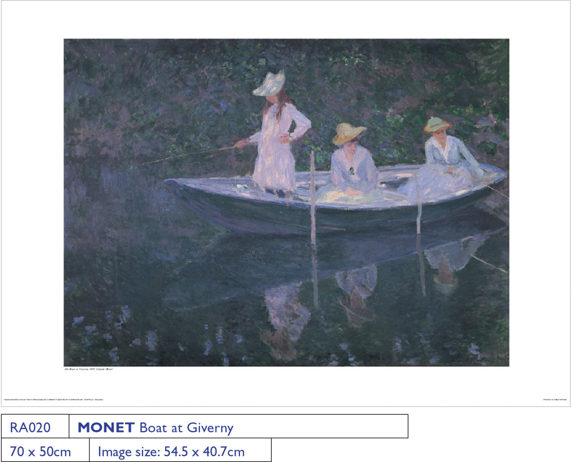Claude Monet The Boat At Giverny 1877 50x70cm Art Print