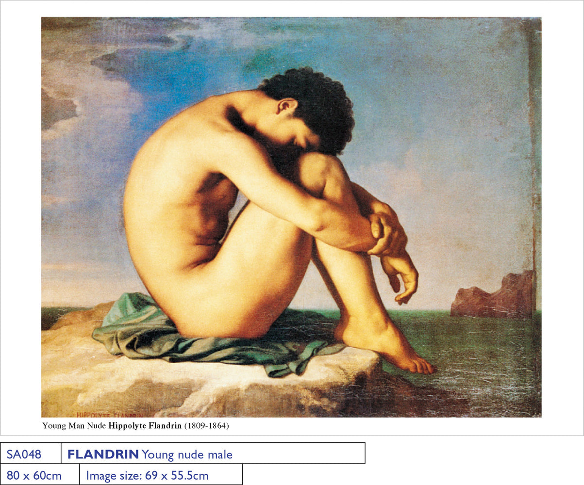 Hippolyte Flandrin Young Male Nude Seated Beside The Sea 1835-36 60x80cm Art Print