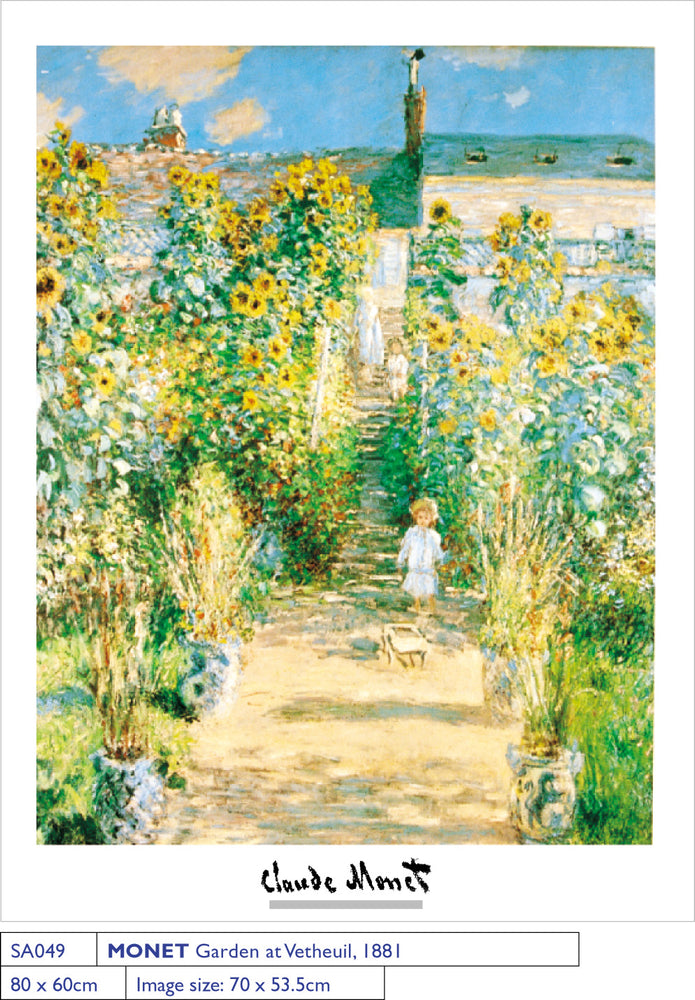Claude Monet The Artist's Garden At Vetheuil 1881 60x80cm Art Print