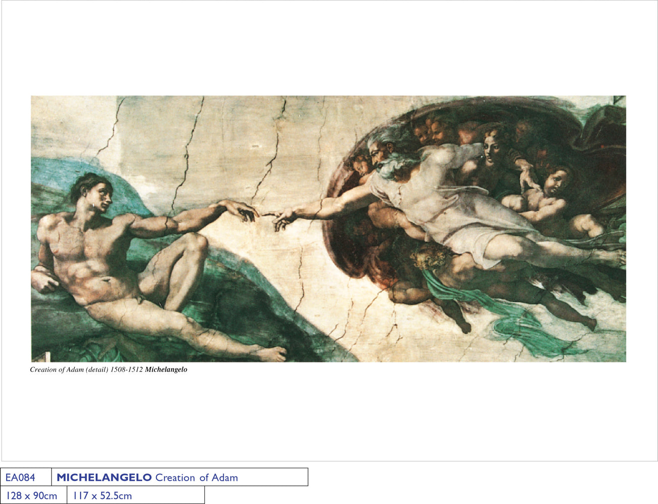 Michelangelo Creation Of Adam 1508 - 1512 Enormous 90cm x 128cm Art Print