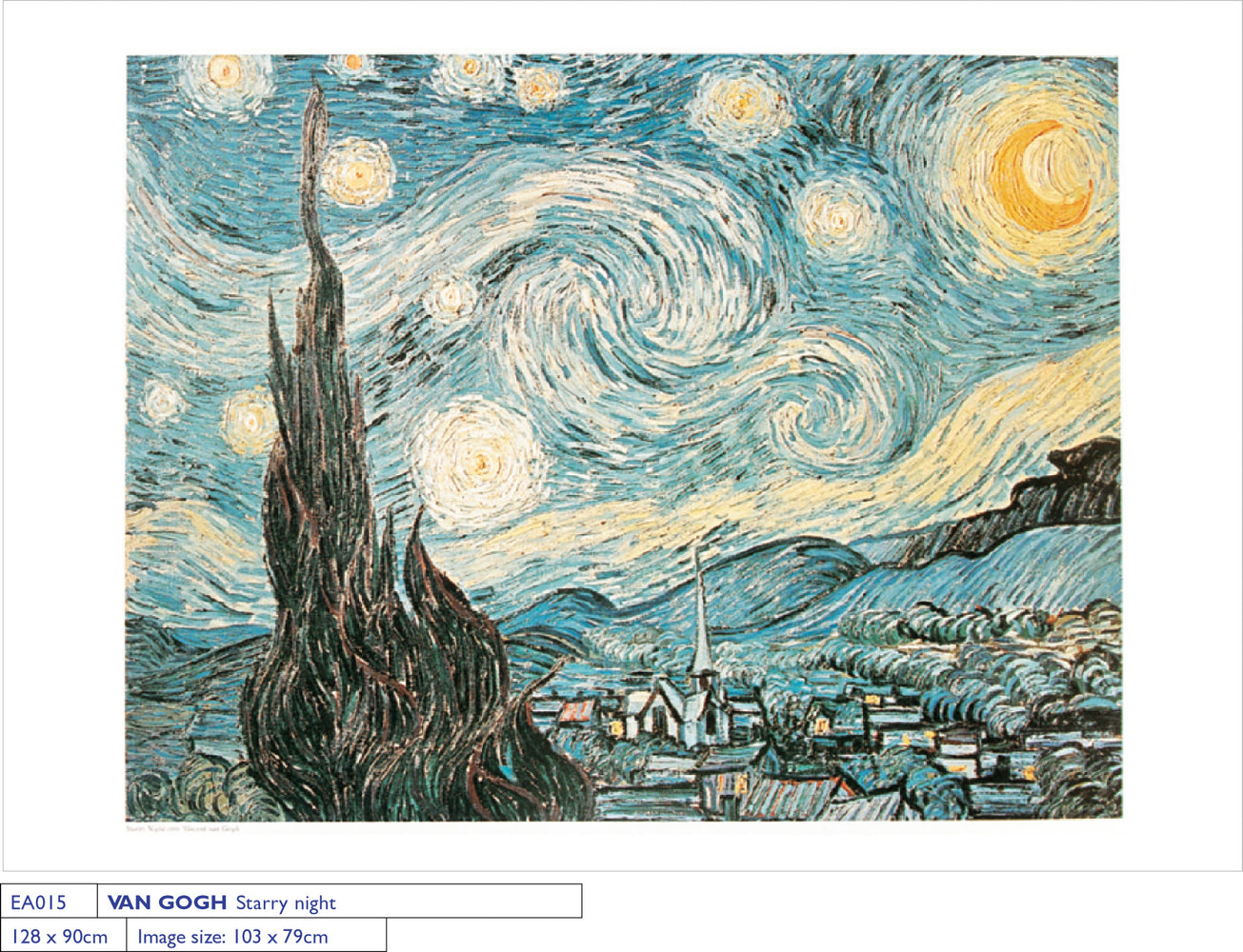 Vincent Van Gogh Starry Night 1889 Enormous 90cm x 120cm Quality Art Print