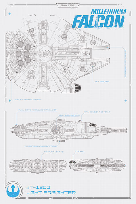 Star Wars Millenium Falcon Blueprint Maxi Poster
